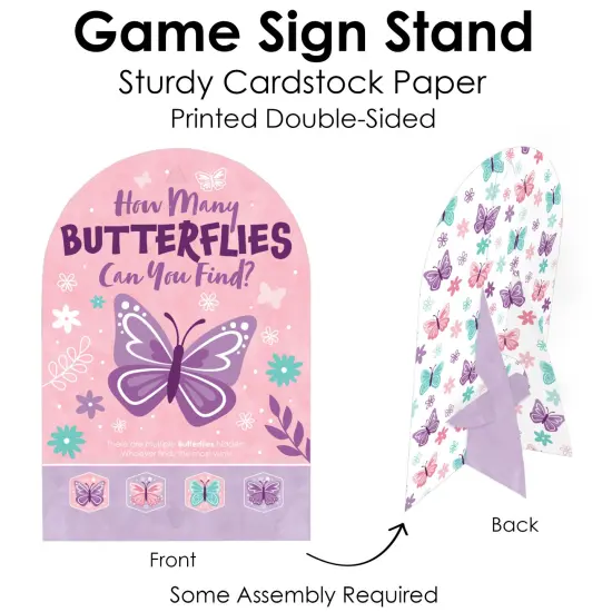 Big Dot of Happiness Beautiful Butterfly - Floral Baby Shower or Birthday Party Scavenger Hunt - 1 Stand and 48 Game Pieces - Hide and Find Game {6}