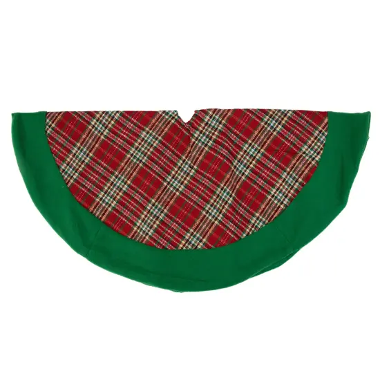 Northlight 24" Green and Red Tartan Christmas Tree Skirt {3}