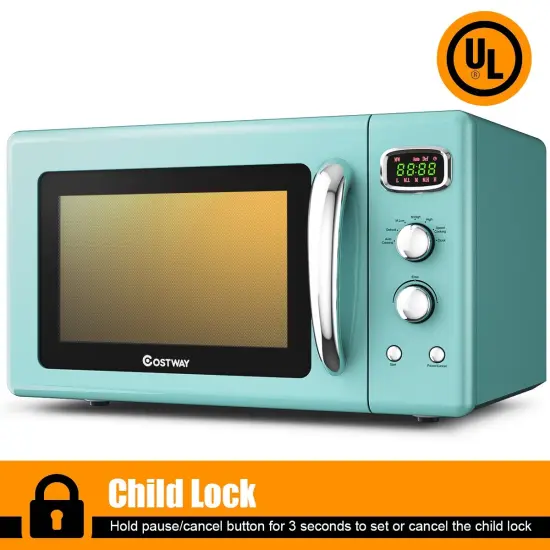 Costway 0.9Cu.ft. Retro Countertop Compact Microwave Oven 900W 8 Cooking Settings BlackGreenWhite {6}