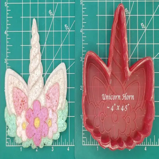 Unicorn Horn with Flowers Silicone Freshie Mold {2}
