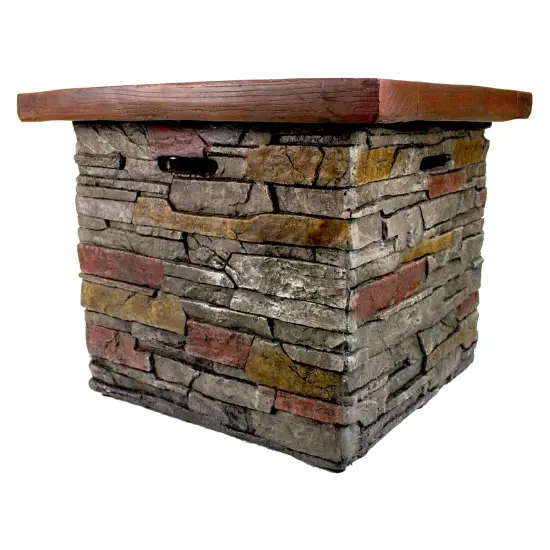 Northlight 30.25" Classic Stone Square Gas Fire Pit Gray {4}