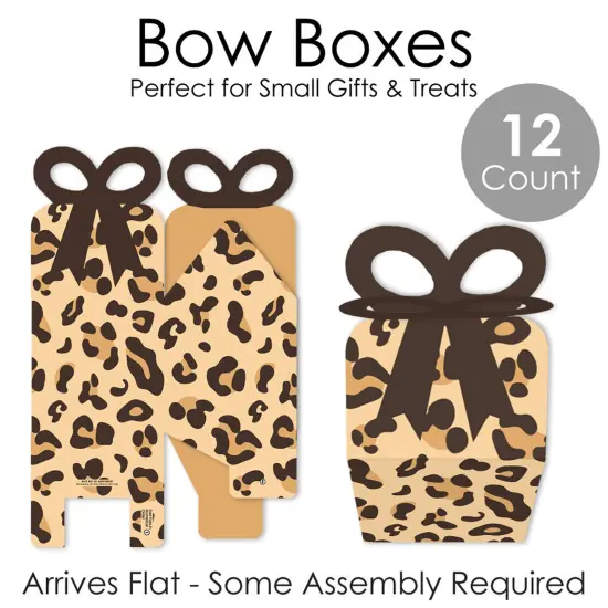 Big Dot of Happiness Leopard Print - Square Favor Gift Boxes - Cheetah Party Bow Boxes - Set of 12 {7}