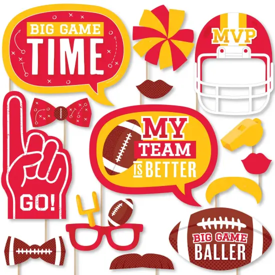 Big Dot of Happiness The Big Game - Red and Yellow - Football Party Photo Booth Props Kit - 20 Count {1}