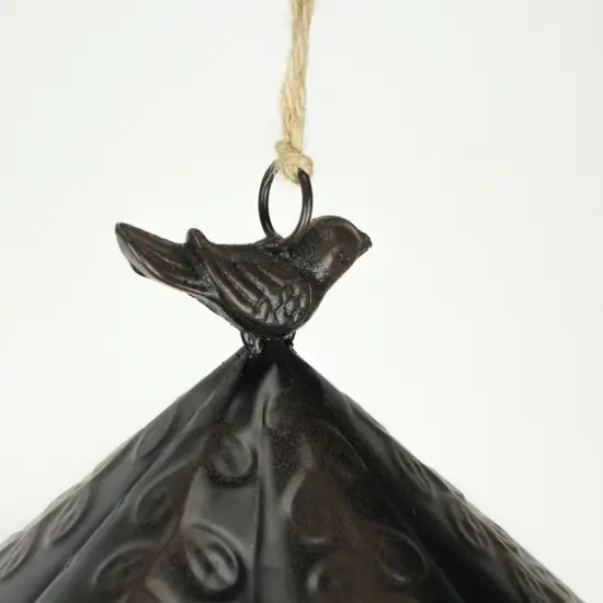 Rust Teal Metal Hanging Bird Feeder Outdoor Decorative Garden Seed Tray Set of 2 {5}