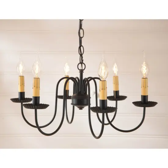 Sheraton Six Arm Chandelier in Black {3}