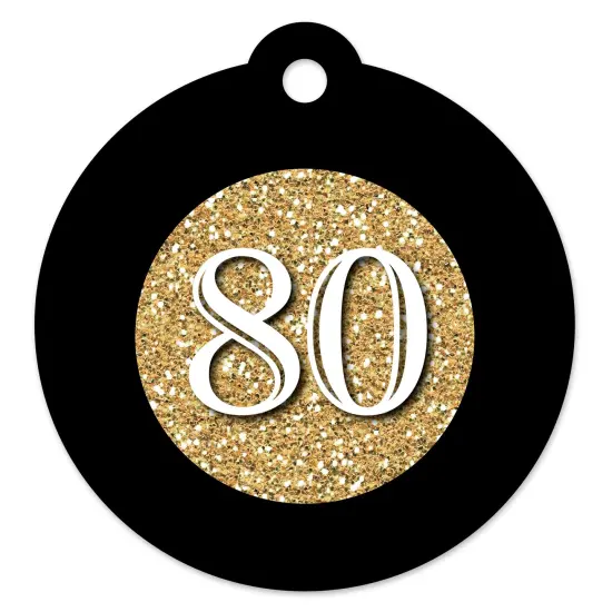 Big Dot of Happiness Adult 80th Birthday - Gold - Birthday Party Favor Gift Tags (Set of 20) {1}