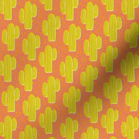 Various Fabrics by the Yard or Fat Quarter Pink Summer Small Scale Marigold Western Daisy Cactus Desert Southwest Boho Lemon Lime Retro Whimsical Succulent Custom Printed Fabric by Spoonflower {7}