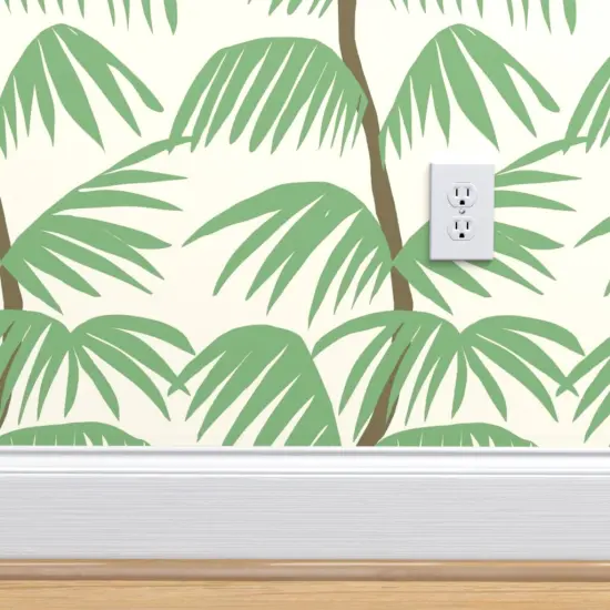 Pre-Pasted Wallpaper 2FT Wide Abstract Palms Tropical Stripe Nature Minimalist Summer Vibes Large Scale Custom Pre-pasted Wallpaper by Spoonflower {4}