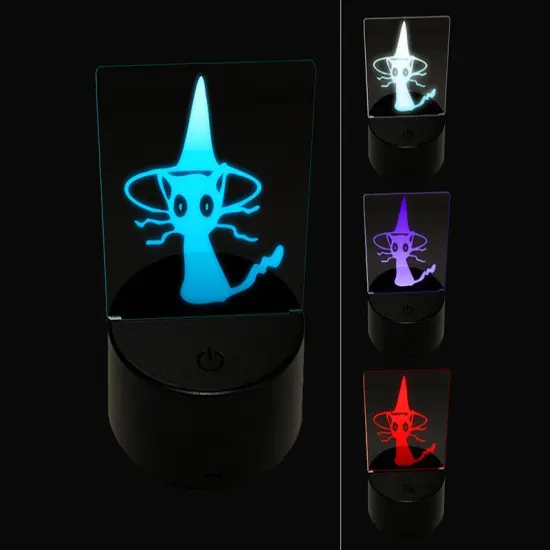 Spooked Cat in Witch Hat Halloween 3D Illusion LED Night Light Sign Nightstand Desk Lamp {1}