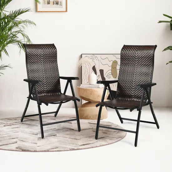 Patio Rattan Folding Chair with Armrest {2}