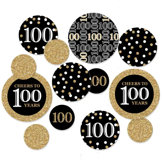 Big Dot of Happiness Adult 100th Birthday - Gold - Birthday Party Giant Circle Confetti - Party Decorations - Large Confetti 27 Count {1}