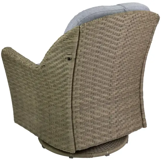 Northlight 34" Gray Resin Wicker Deep Seated Glider Chair with Gray Cushions {6}