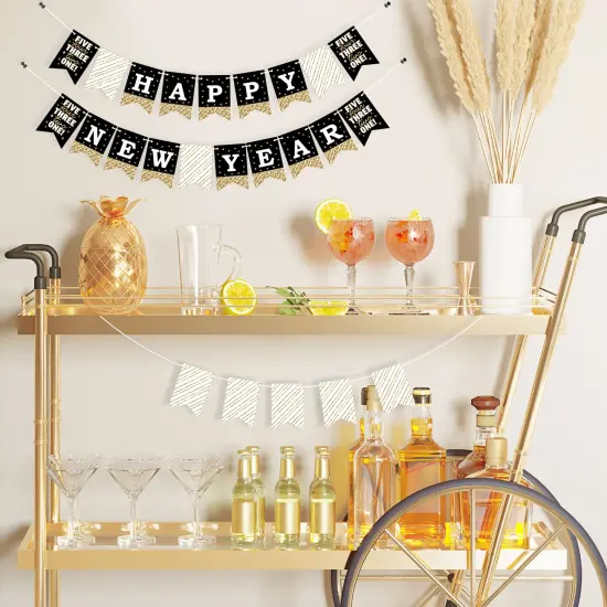 Big Dot of Happiness Hello New Year - NYE Party Mini Pennant Banner - Happy New Year {3}