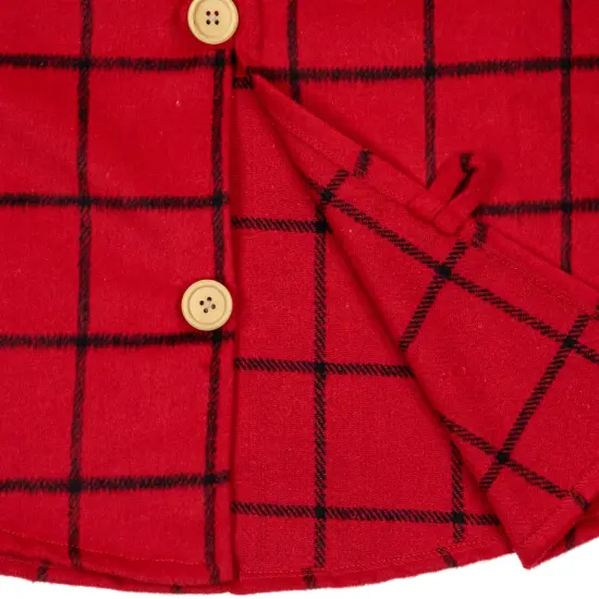 Northlight 48" Red Flannel Christmas Tree Skirt with Buttons {6}