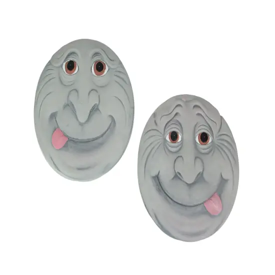 Set of 2 Silly Garden Gnome Cement Stepping Stones 10.25 Inch Diameter {1}