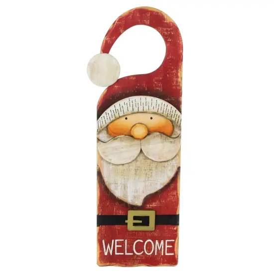 Northlight 14" Santa Claus "Welcome" Christmas Door Knob Hanger Red {1}