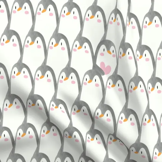 Various Fabrics by the Yard or Fat Quarter Penguin Watercolor Whimsical Cute Gray Cream Pink Heart Love Valentine Custom Printed Fabric by Spoonflower {5}