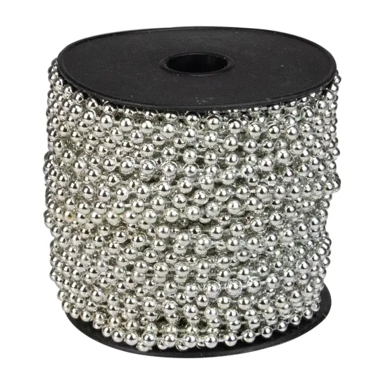 Northlight Metallic Beaded Commercial Christmas Garland - 66' x .15" - Silver - Unlit {3}