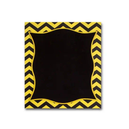 Melrose Fancy Fair Wall Mounted Lemon Yellow and Black Chevron Chalkboard 20" {1}