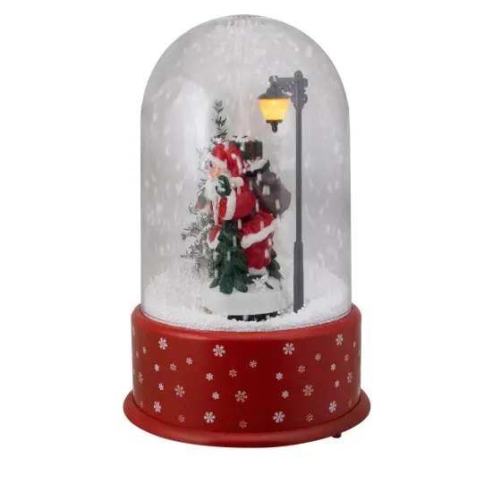 Northlight Lighted Santa with Street Light Snowing Christmas Globe - 11.75" Red {3}
