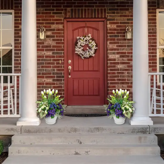 Northlight Real Touch™ White and Green Artificial Tulip Floral Bundles, Set of 6 - 18" {3}