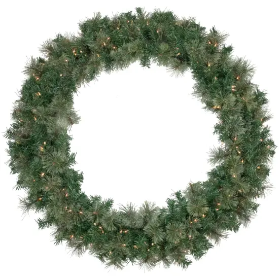 Northlight Pre-Lit Oregon Cashmere Pine Artificial Christmas Wreath - 48" - Clear Lights Green {1}