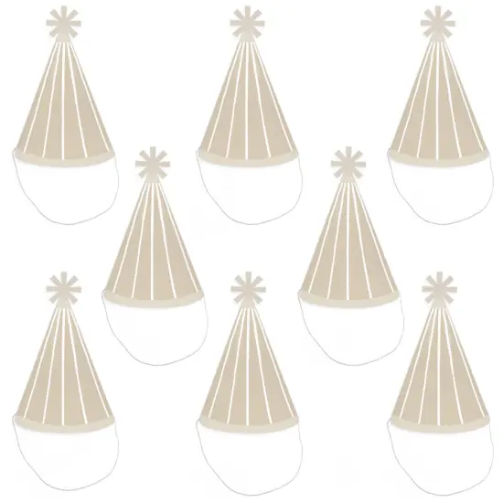 Big Dot of Happiness Tan Stripes - Cone Happy Birthday Party Hats for Kids and Adults - Set of 8 (Standard Size) {7}