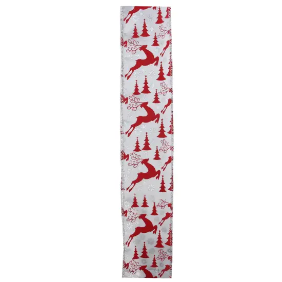 Northlight Pack of 12 Silver and Red Flying Reindeer Christmas Wired Craft Ribbon Spools - 2.5" x 120 Yards {3}