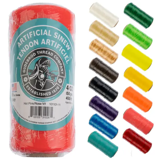 Gudebrod 70lb. 5-Ply Artificial Sinew Thread, 150yd. | Made in USA Hot Pink {1}