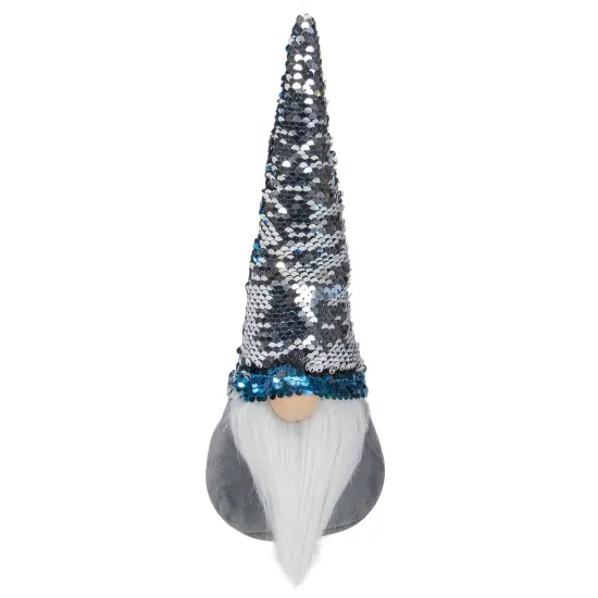 Northlight Standing Christmas Gnome Decoration with Flip Sequin Hat - 13.5" - Gray and Blue {6}