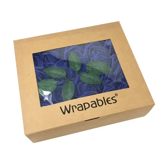 Wrapables Artificial Rose Flower, Real Touch Flowers for DIY Wedding Bouquets and Centerpieces Indigo {4}