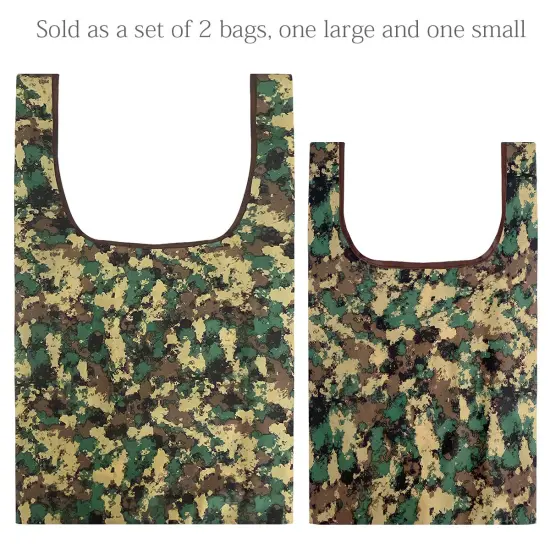 Wrapables JoliBag Collection Reusable Shopping Bag (Set of 2) Green Camo {3}