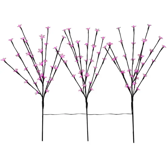 Northlight LED Lighted Cherry Blossom Artificial Tree Branches - 2.5' - Fuchsia Pink - Set of 3 Black {3}