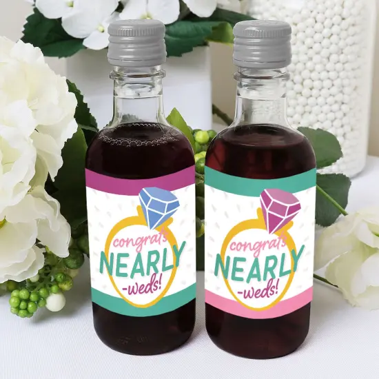 Big Dot of Happiness Just Engaged - Colorful - Mini Wine and Champagne Bottle Label Stickers - Engagement Favor Gift for Women and Men - Set of 16 {6}