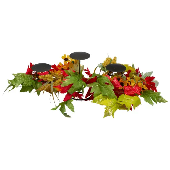 Northlight 28" Yellow Sunflower and Red Leaves Fall Harvest Candle Holder {4}