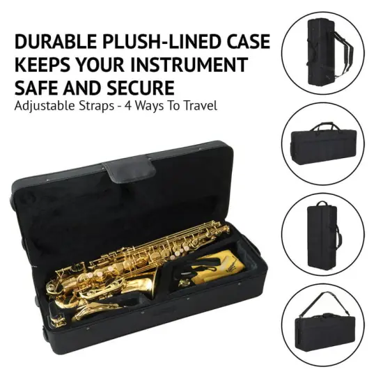 LyxJam Alto Saxophone, E Flat Brass Alto Sax Beginners Kit Antique Bronze {11}