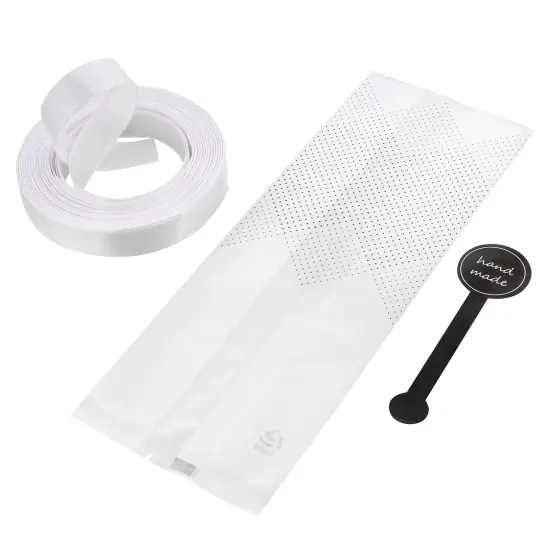 Spec101 Translucent Plastic Bags - 100pk Food Gift Bag with Stickers and Ribbon {6}