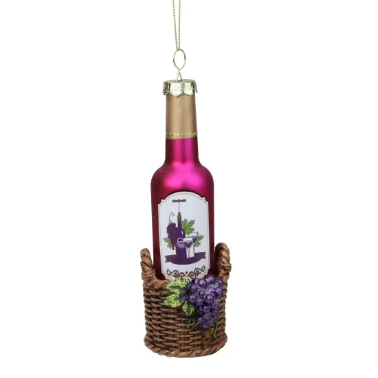 Northlight 6.25" Pink and Brown Wine Bottle Hanging Christmas Ornament {1}