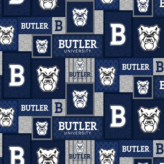 Sykel Enterprises-Butler University Fleece Fabric-Butler Bulldogs College Patch Fleece Blanket Fabric-Sold by the yard {1}