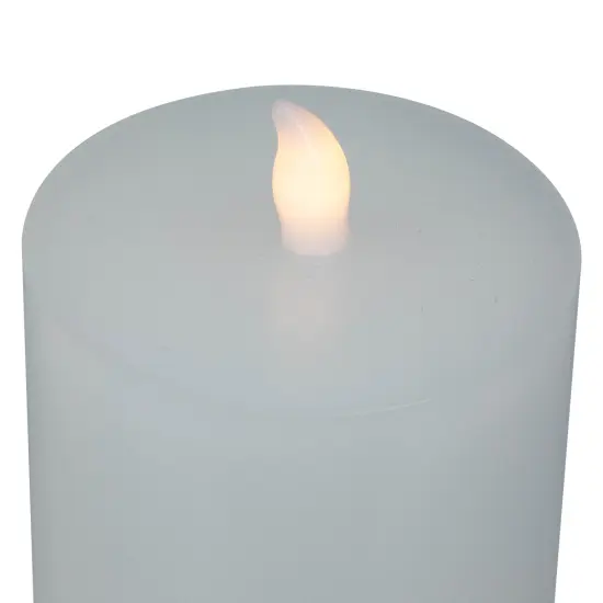 Northlight LED Solid Flameless Flickering Wax Pillar Candles - 8" - White - Set of 3 {7}