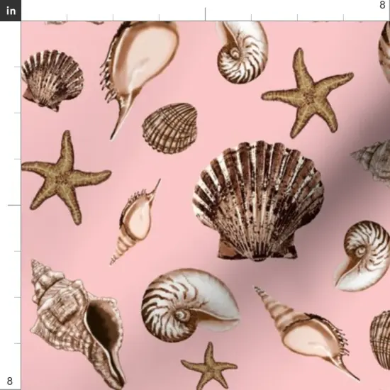 Various Fabrics by the Yard or Fat Quarter Shells Under The Sea Ocean Nautical Beach Coastal Starfish Nautilus Marine Life Crustaceans Custom Printed Fabric by Spoonflower {4}