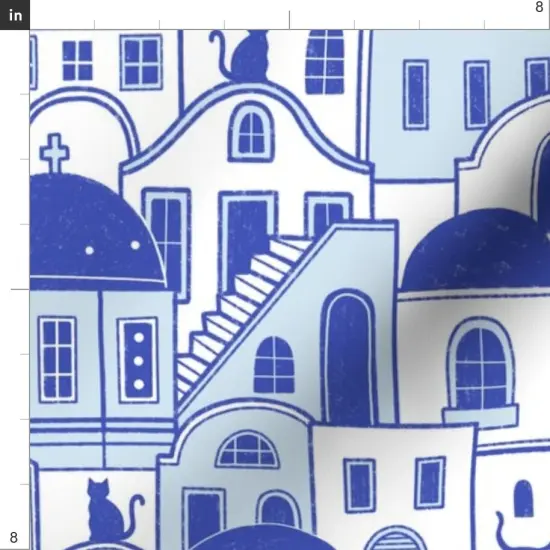 Various Fabrics by the Yard or Fat Quarter Greek Electric Blue Greece Santorini Mediterranean Custom Printed Fabric by Spoonflower {4}
