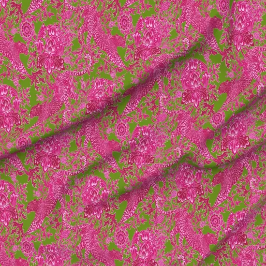 Various Fabrics by the Yard or Fat Quarter Chinoiserie Maximalist Chintz Cheetah Jungle Hot Pink Bright Neon Custom Printed Fabric by Spoonflower {6}