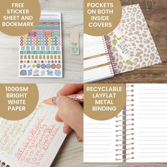 bloom daily planners Undated Soft Cover Planner, 5.5" x 8.25", Tan Leopard {6}