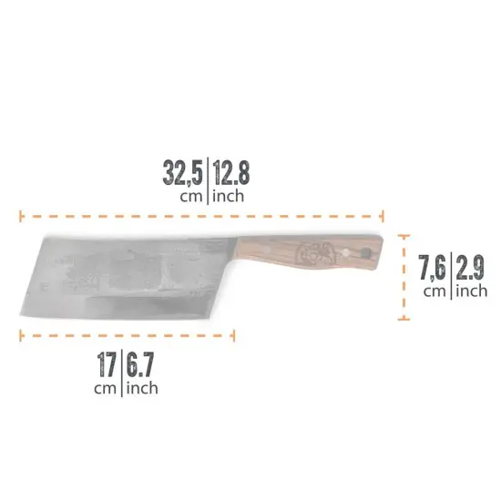 Petromax Hand Sharpened Cleaver Knife with Stainless Steel Blade and Hardwood Handle, Knives for Indoor or Outdoor Kitchen and Camping {3}