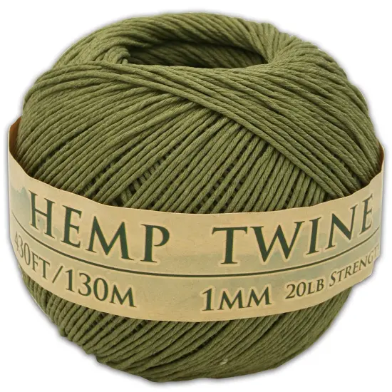 Hemptopia, Hemp Twine Ball, 430ft, 20lb test strength, Multiple colors, All Natural Truly olive {2}