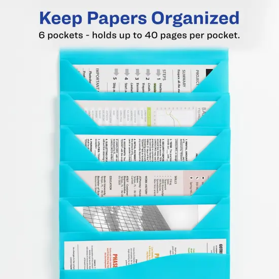 Avery Slide & View Expanding File Folder, 6 Pockets, Letter Size, 1 Aqua Folder (73544) {5}