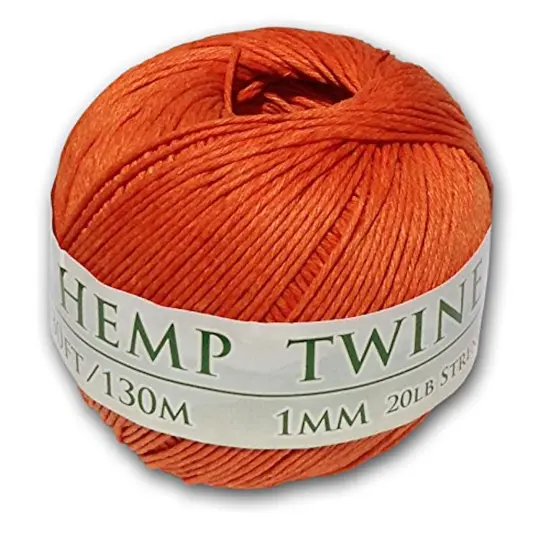 Hemptopia, Hemp Twine Ball, 430ft, 20lb test strength, Multiple colors, All Natural Orange {2}