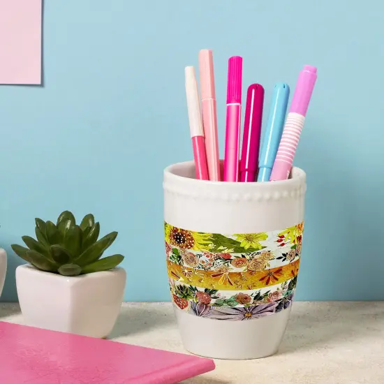 Wrapables Nature Metallic Foil Washi Tape Set for Scrapbooking, Stationery, Diary, Card Making Floral Bloom {6}