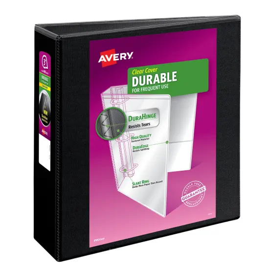 Avery Durable View 3 Ring Binder, 3 Inch EZD Rings, 1 Black Binder (09700) {1}